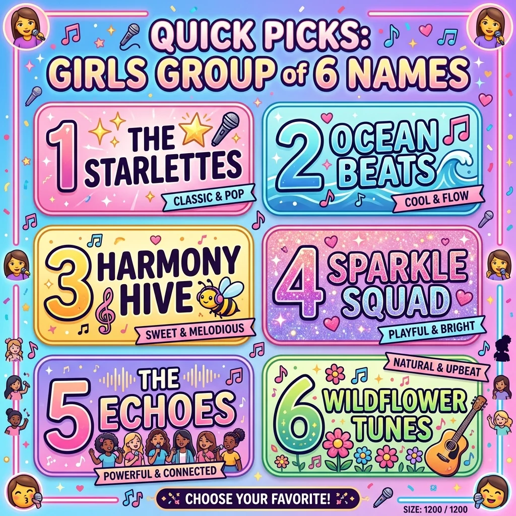 Girls Group of 6 Names ๐ฉโ๐ค