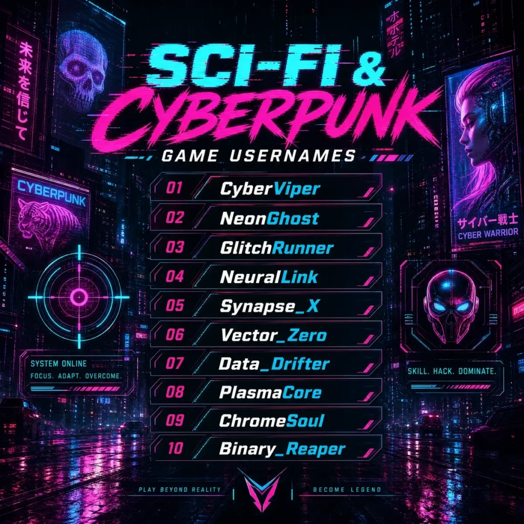 ๐ Sci-Fi & Cyberpunk Game Usernames