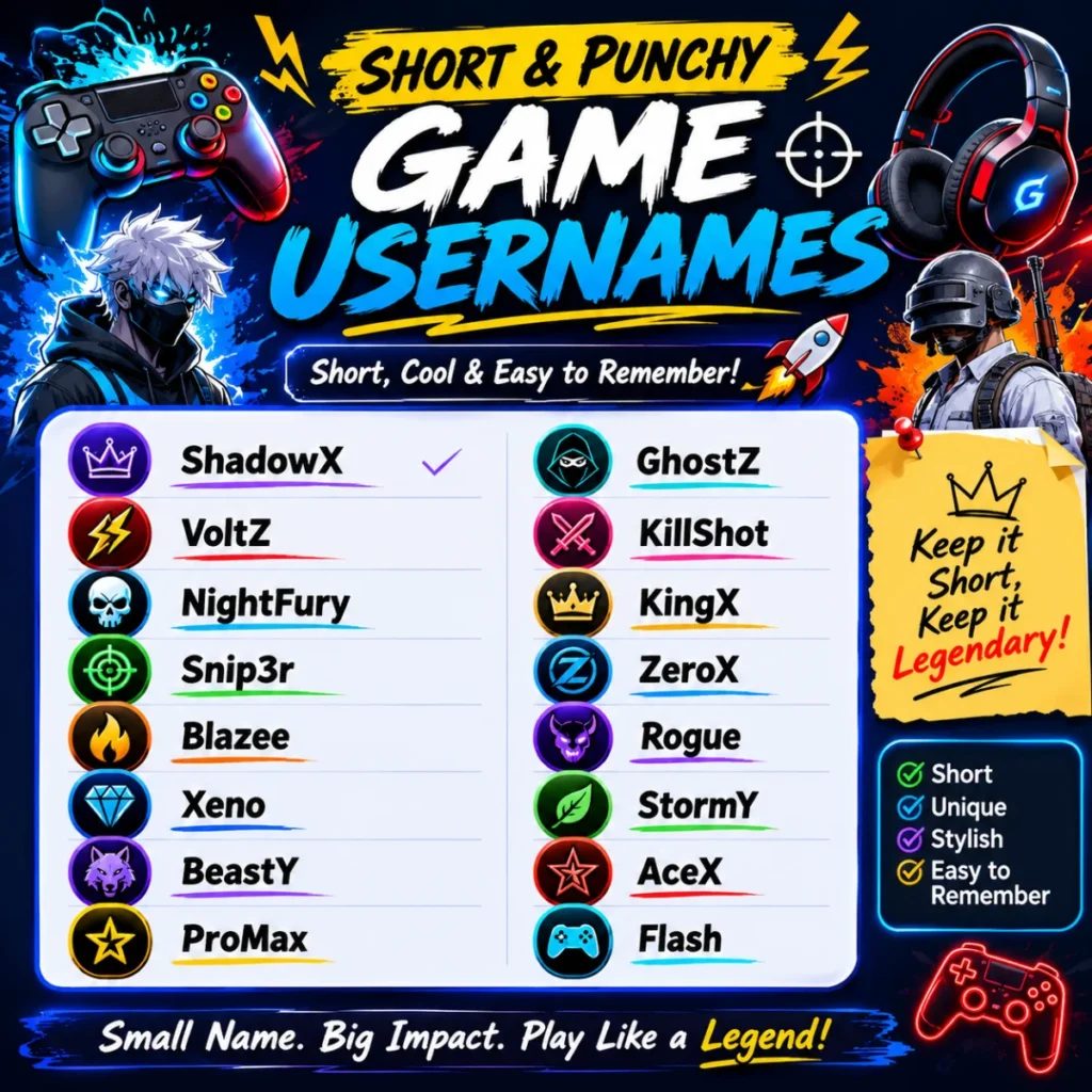 ๐ฑ Short & Punchy Game Usernames
