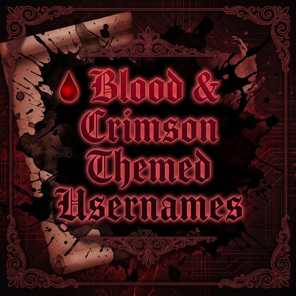 Blood and crimson themed usernames featuring dark, bold, mysterious, and gothic-inspired name ideas
