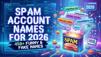 Spam account names for 2026 featuring 450+ funny, fake, quirky, and creative username ideas