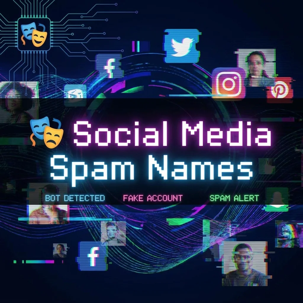 Social media spam names featuring funny, creative, anonymous, and attention-grabbing username ideas
