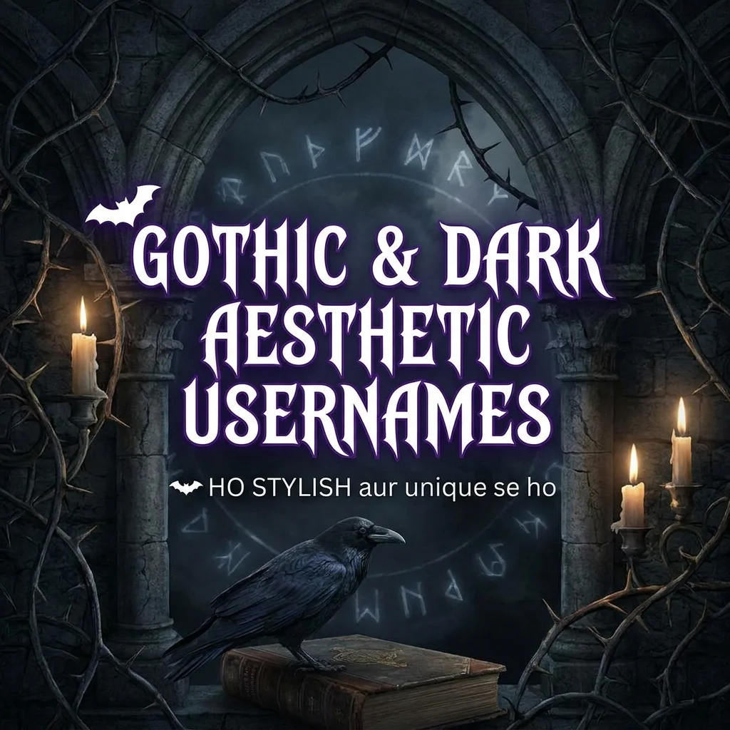 Gothic and dark aesthetic usernames featuring mysterious, edgy, elegant, and spooky name ideas