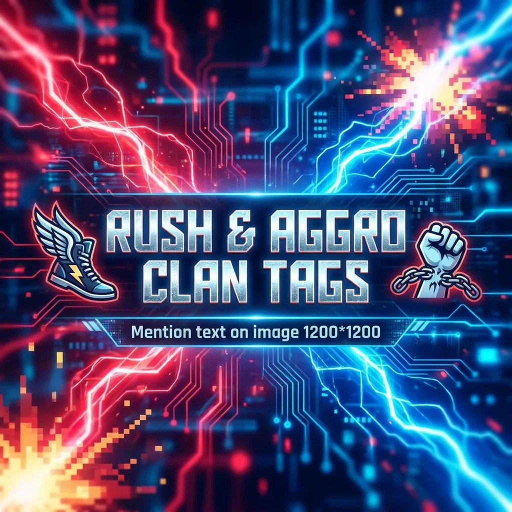 Rush and aggro clan tags with bold, fast-paced, and aggressive gaming ideas