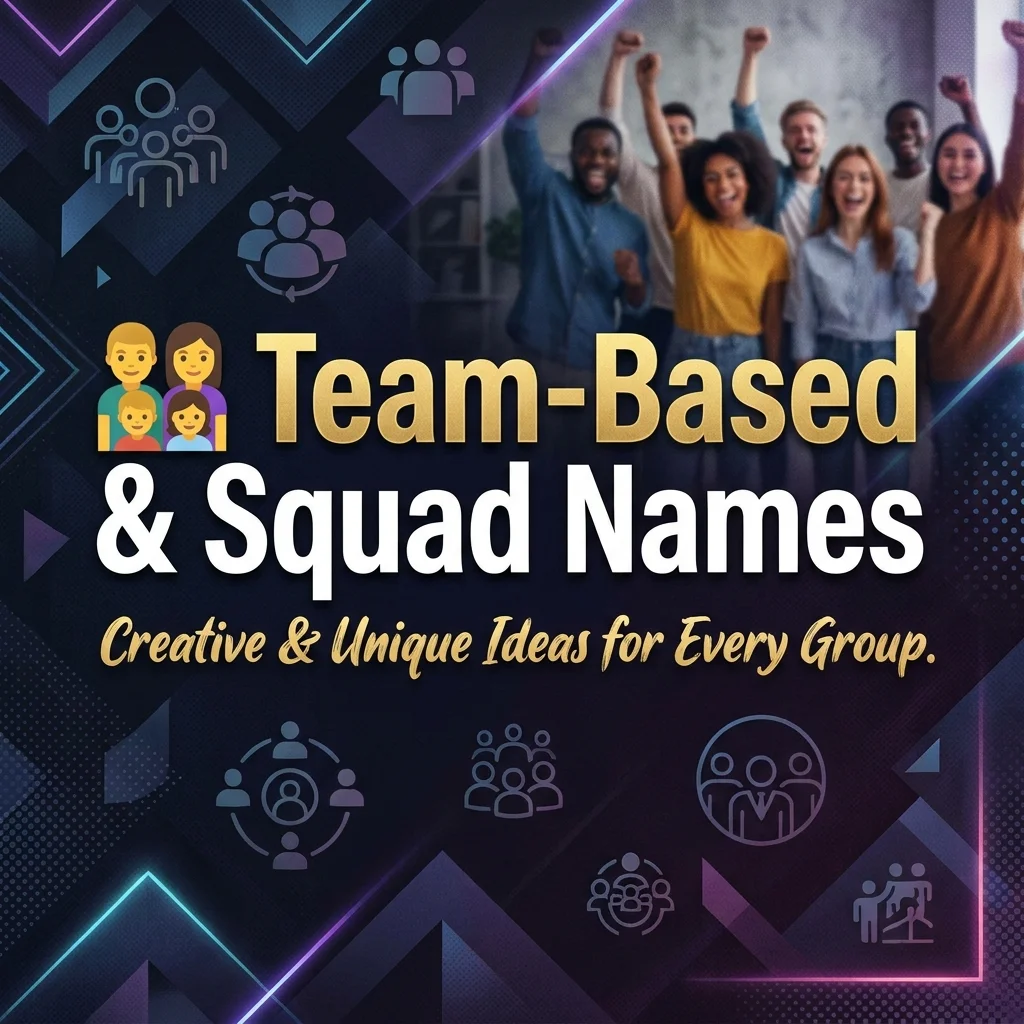 Team-based and squad names featuring cool, creative, unique, and fun names for groups and teams