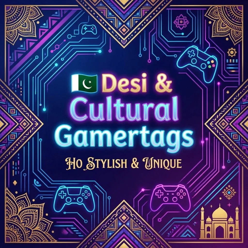 Desi and cultural gamertags featuring Pakistani, South Asian, traditional, funny, and unique gaming name ideas