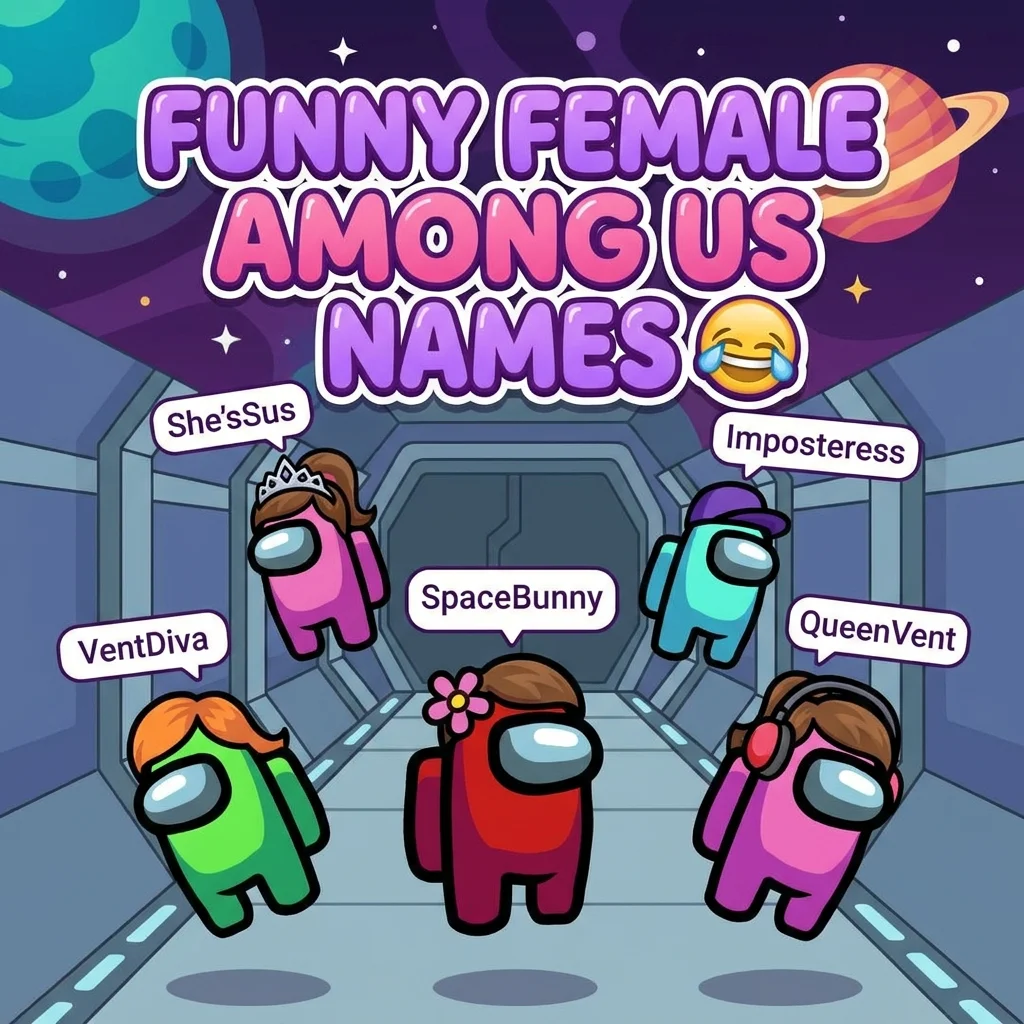 Funny female Among Us names with cute, clever, and hilarious gaming ideas