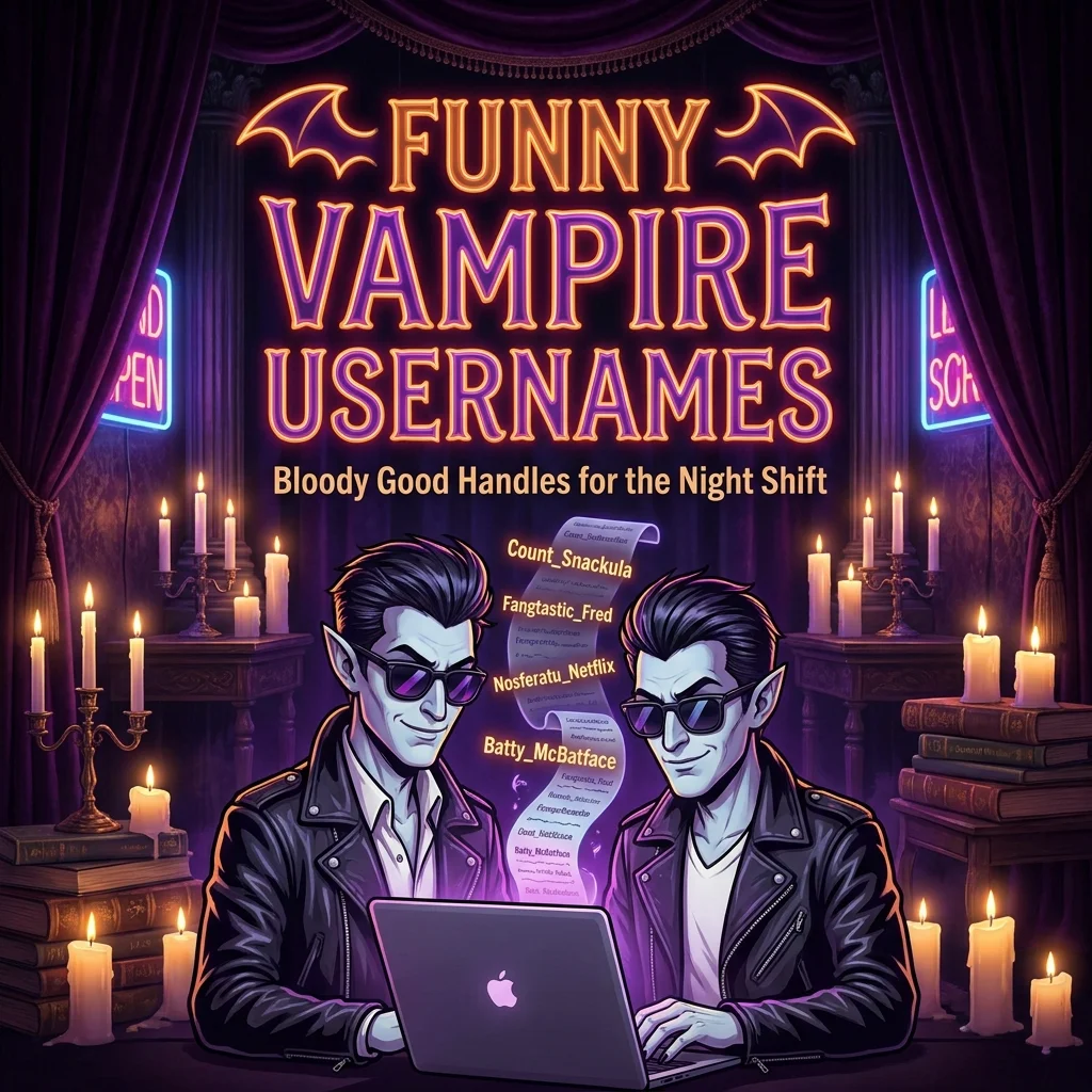 Funny vampire usernames featuring spooky, clever, cute, and hilarious vampire-inspired name ideas