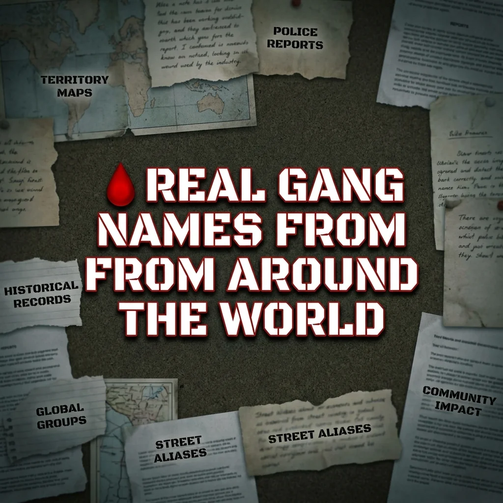 Real gang names from around the world, featuring organized crime groups and historical street gangs