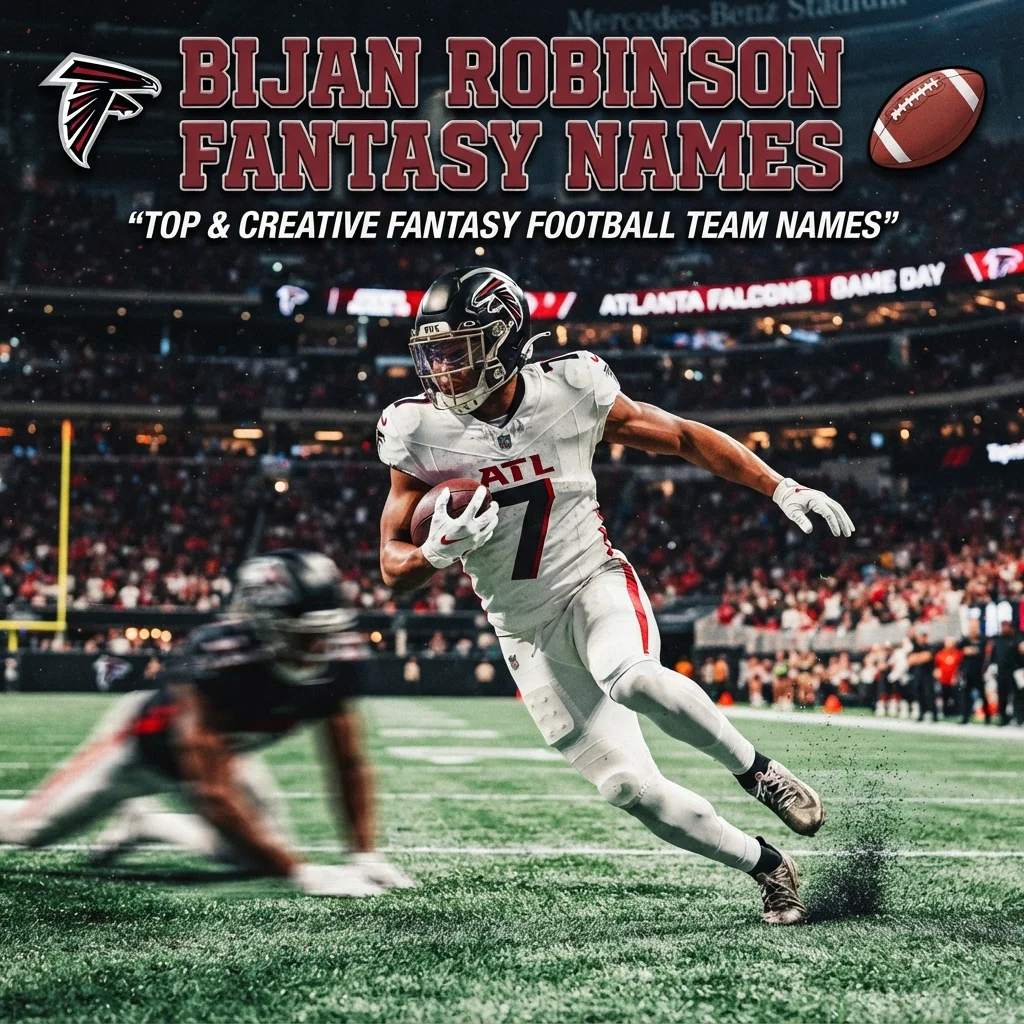 Bijan Robinson fantasy names with funny, clever, and creative team name ideas