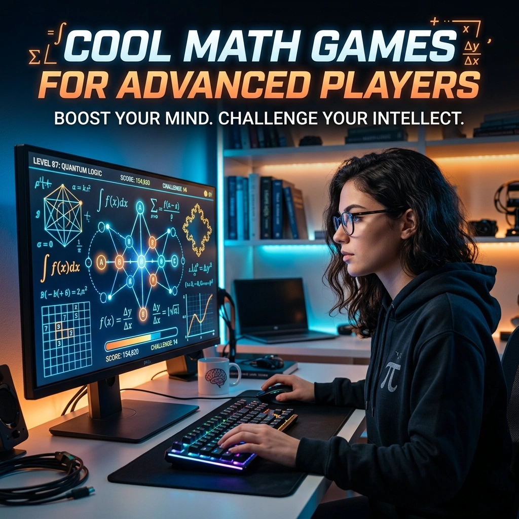 Cool math games for advanced players with challenging puzzles, logic problems, strategy, mental math, and problem-solving activities