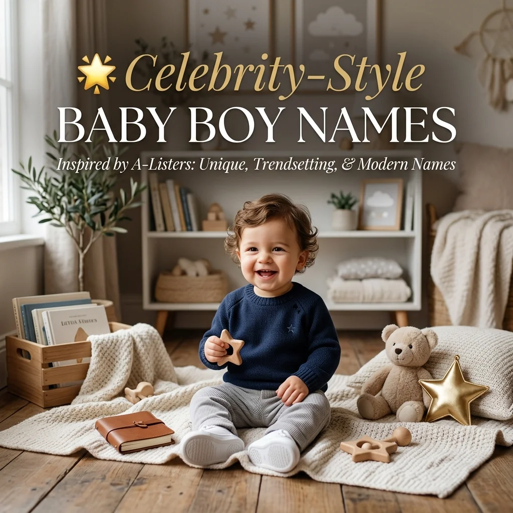 Celebrity-style baby boy names with cool, unique, stylish, modern, trendy, and memorable ideas for boys