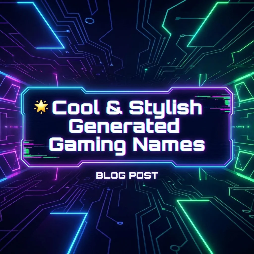 Cool and stylish generated gaming names featuring unique, modern, and eye-catching gamer tag ideas