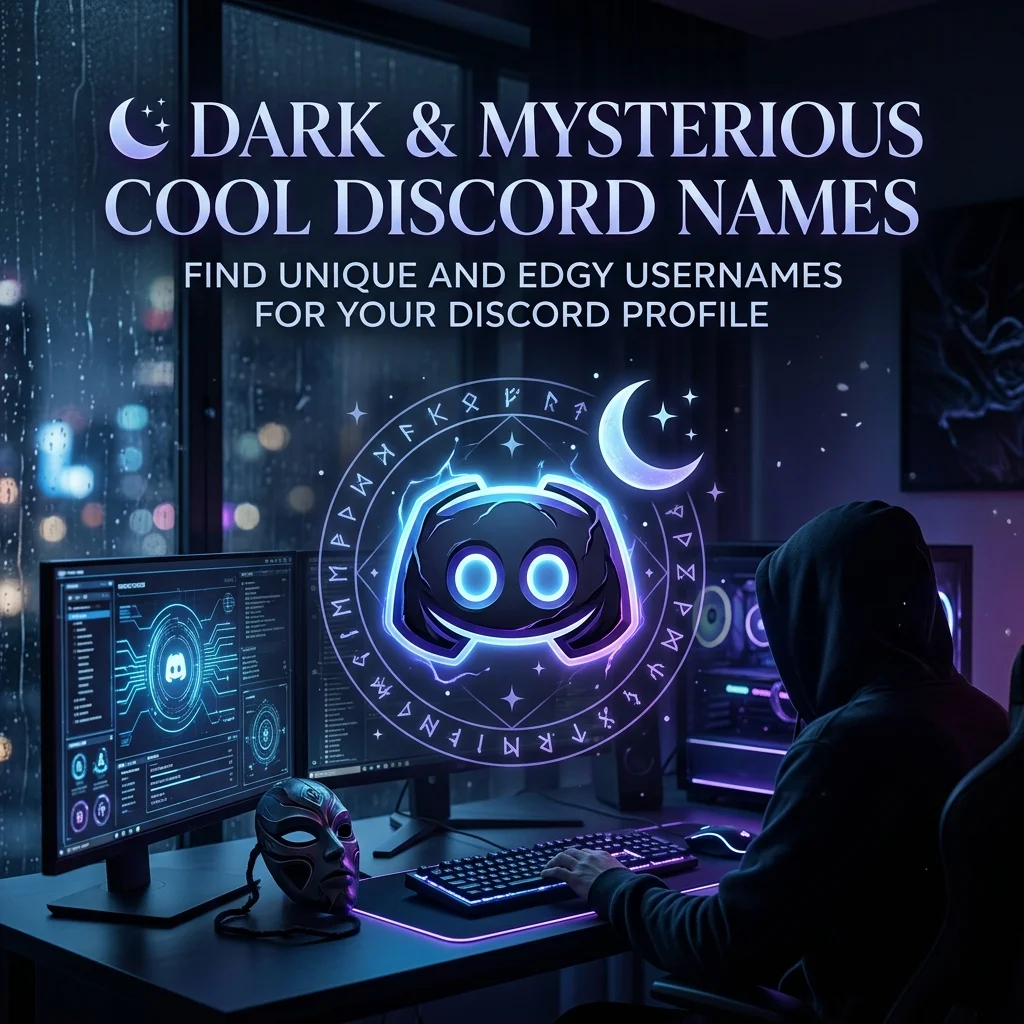 Dark and mysterious cool Discord names with edgy, unique, aesthetic, shadowy, powerful, and creative username ideas