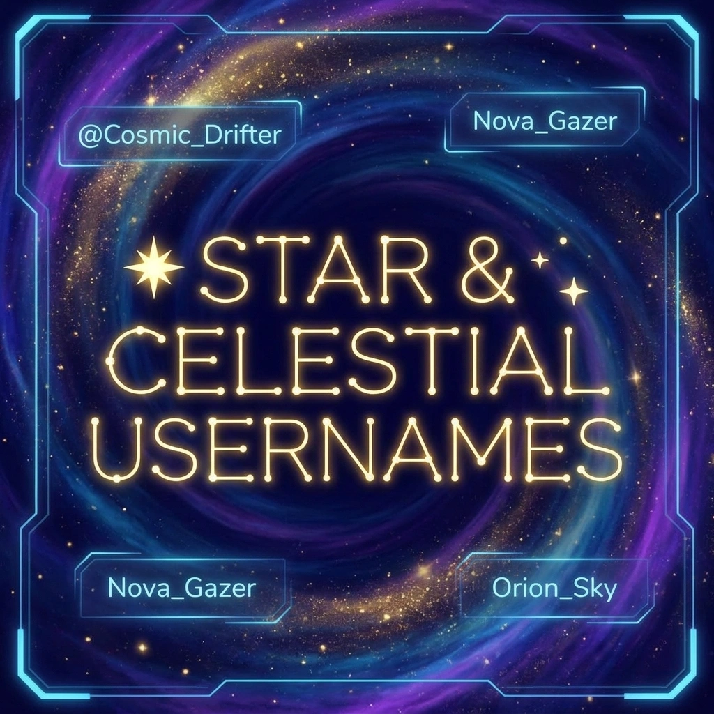 Star and celestial usernames featuring cosmic, elegant, dreamy, and astronomy-inspired name ideas