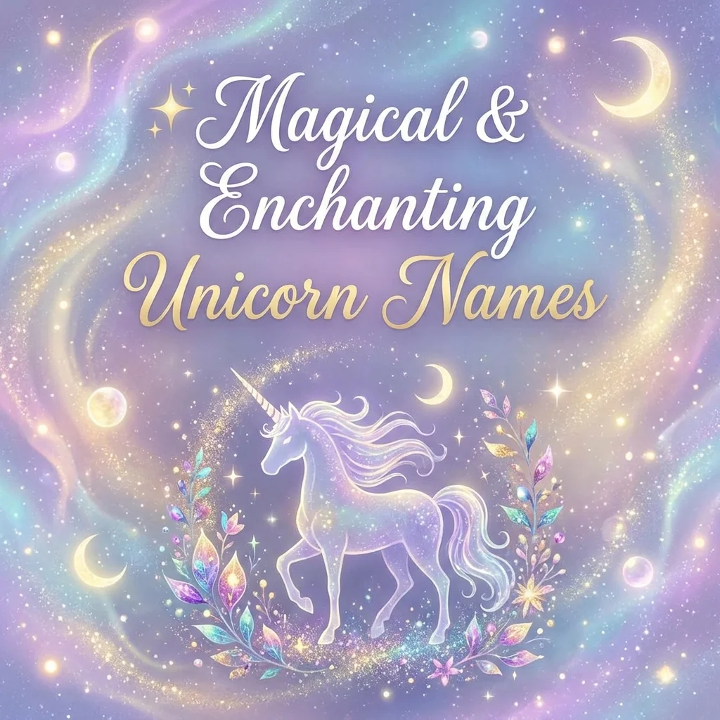 Magical and enchanting unicorn names featuring mystical, whimsical, dreamy, elegant, and fantasy-inspired character ideas