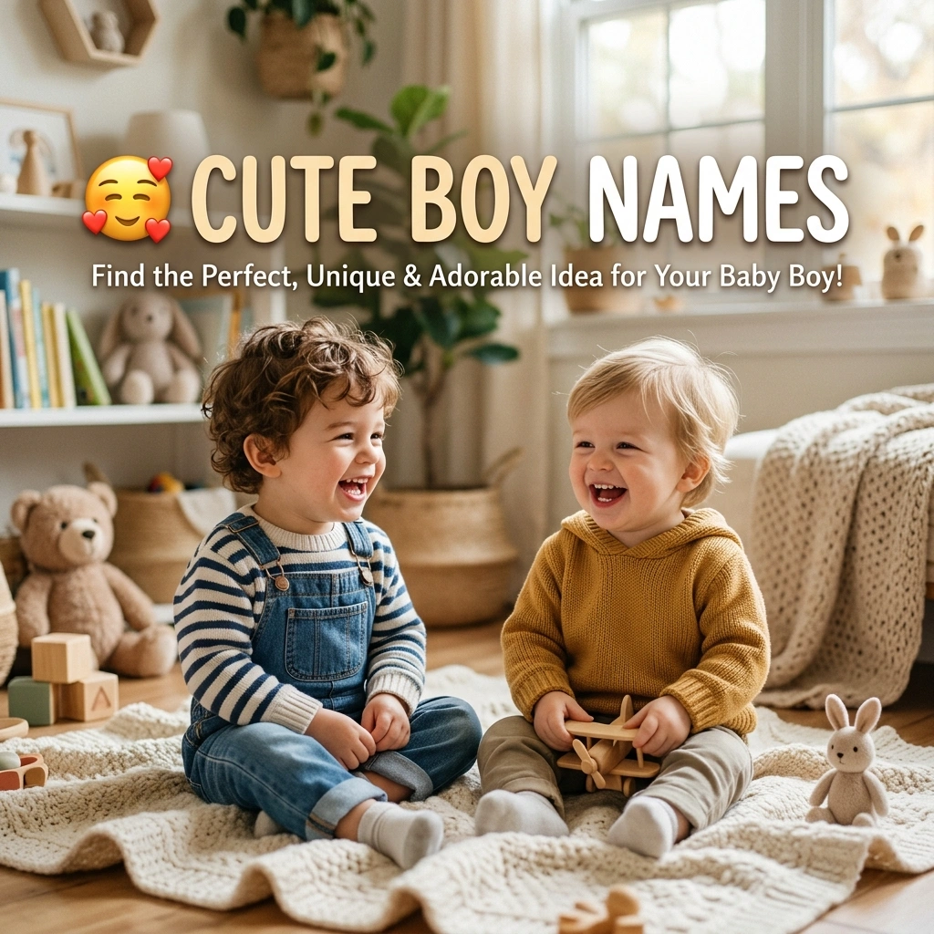Cute boy names with sweet, charming, unique, modern, adorable, and stylish ideas for baby boys
