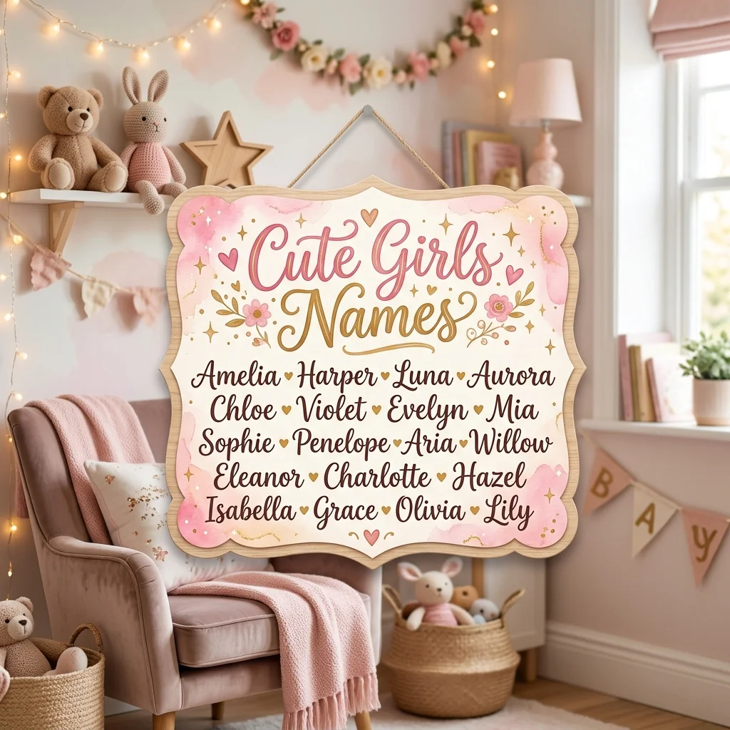 Cute girls names with sweet, charming, unique, adorable, modern, beautiful, and stylish ideas for girls