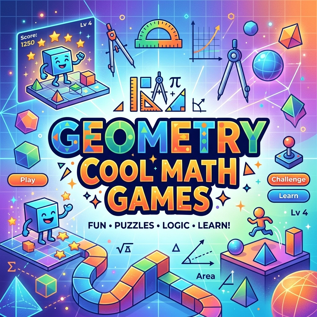 Geometry cool math games with fun, challenging, educational activities for shapes, angles, lines, area, and spatial reasoning