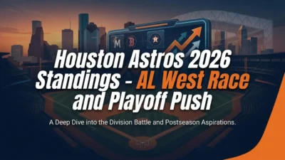 Houston Astros 2026 standings showing AL West lead and playoff push
