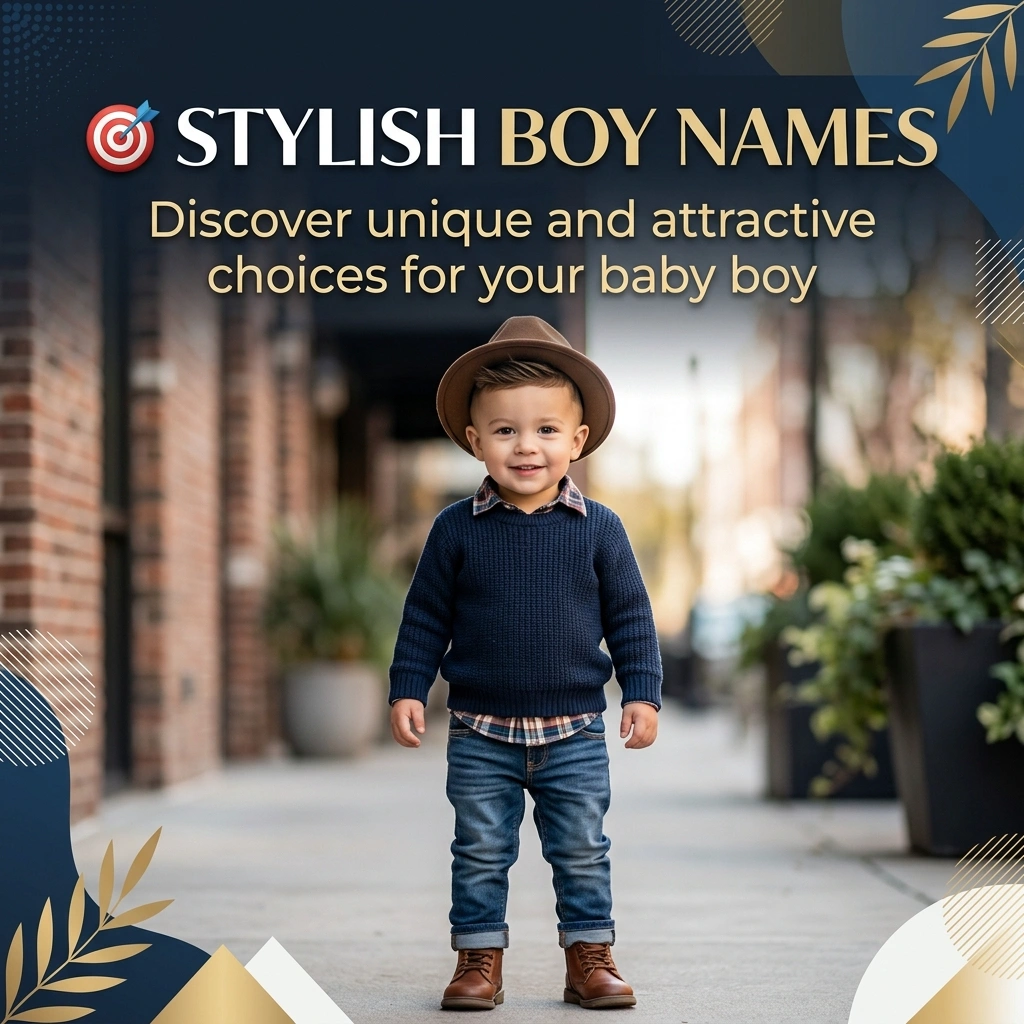 Stylish boy names with cool, modern, unique, trendy, classy, elegant, and memorable ideas for baby boys