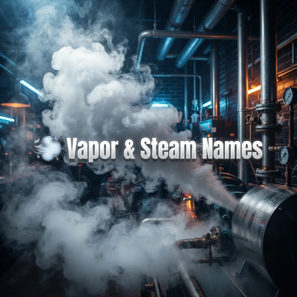 Vapor and steam names with cool, mysterious, unique, and atmospheric ideas