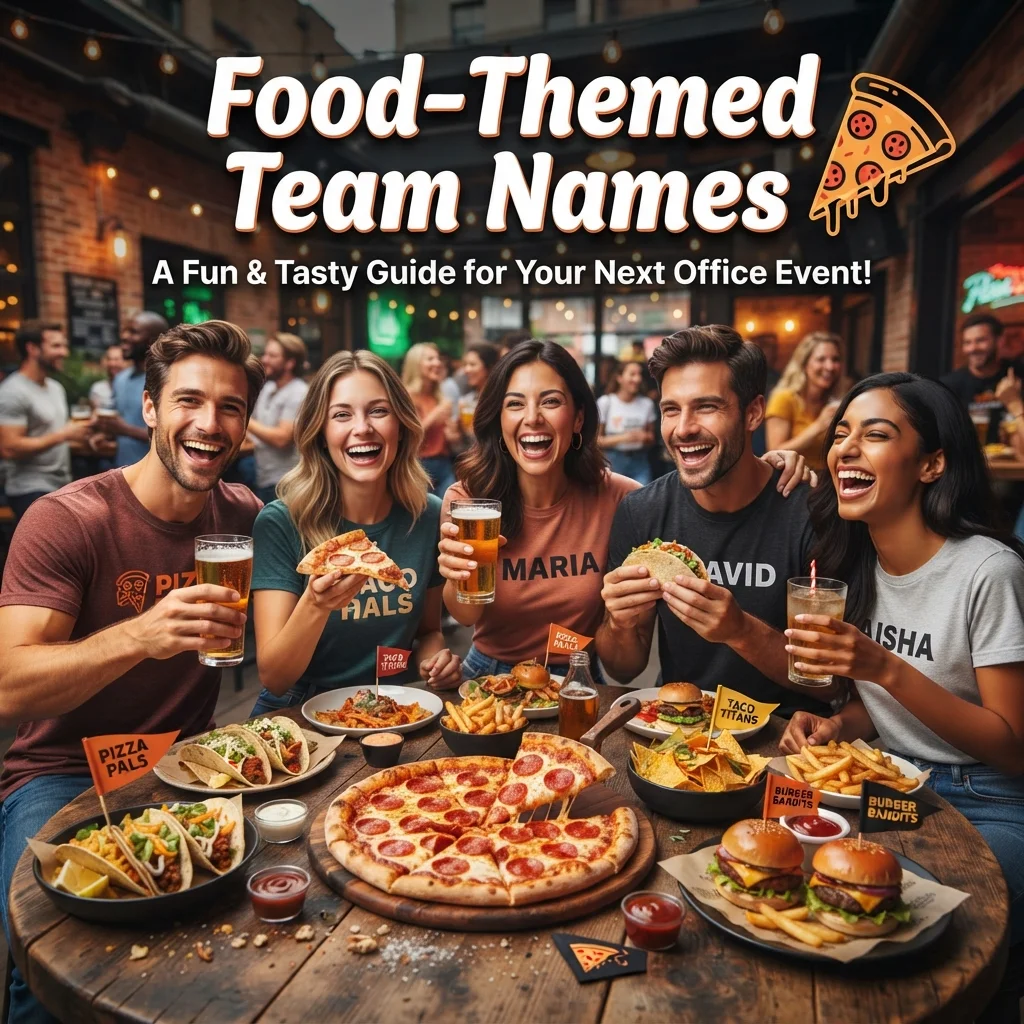 Food-themed team names with funny, creative, cool, and unique food-inspired ideas