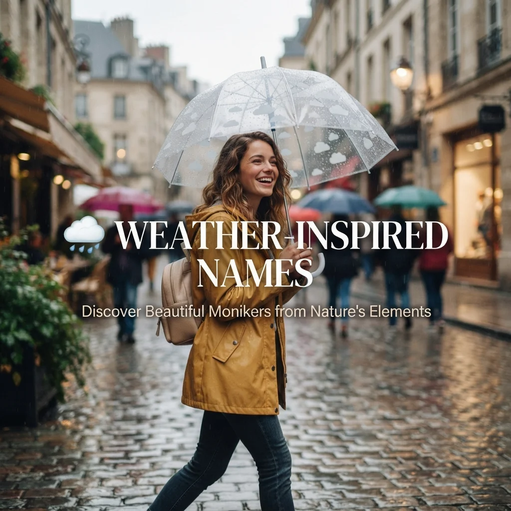 Weather-inspired names with rainy, stormy, sunny, snowy, and nature-themed ideas